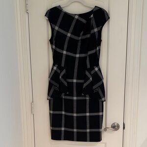 Karen Millen Black and White Check Midi Dress 8